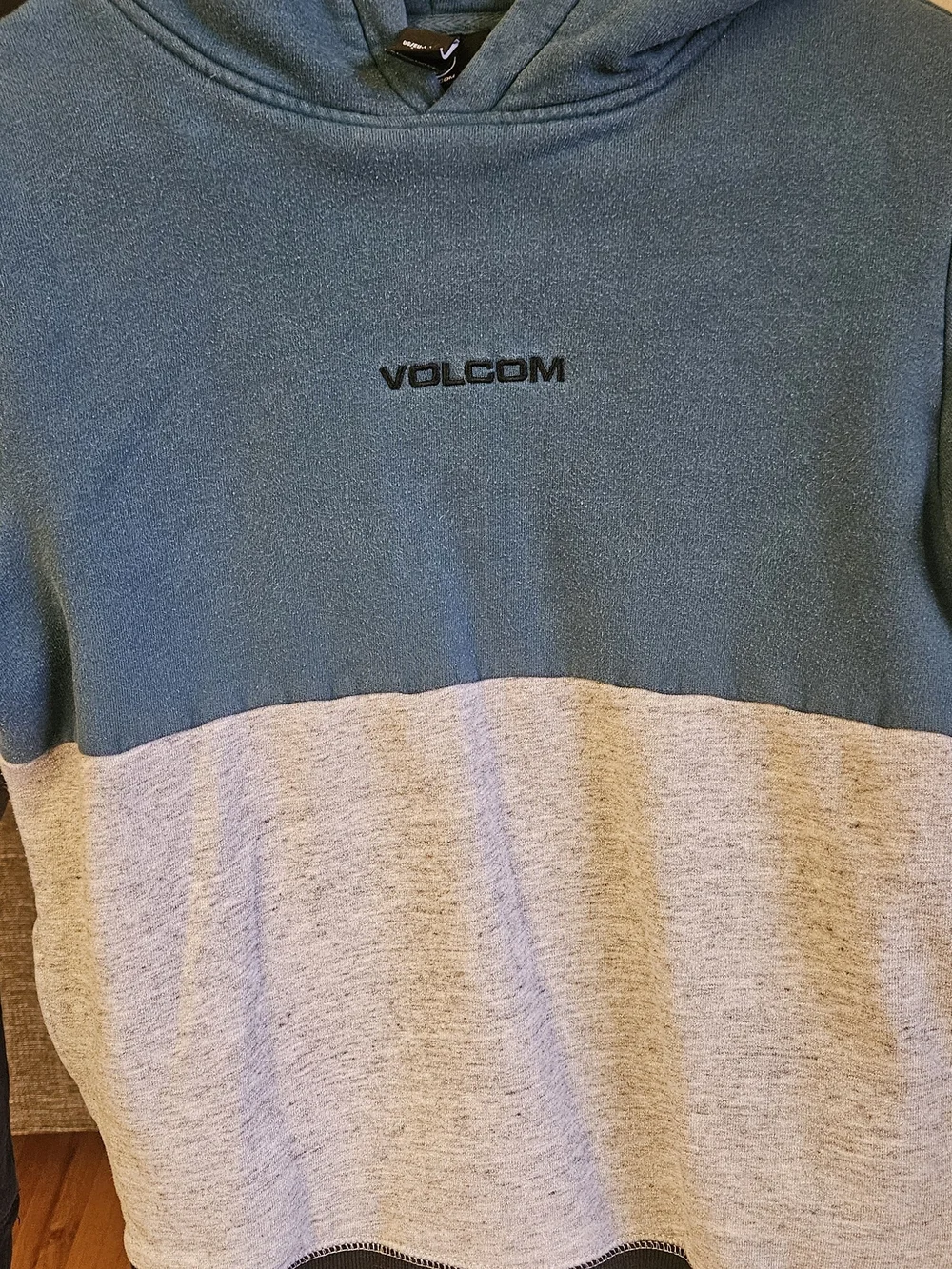 Volcom Teal and Light Gray Colorblock Kids Hoodie